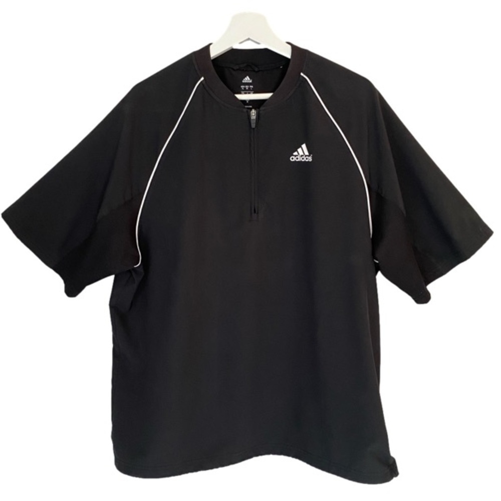 ADIDAS Baseball Warmup Shirt/Jacket Short Sleeve Black/White Men Size M